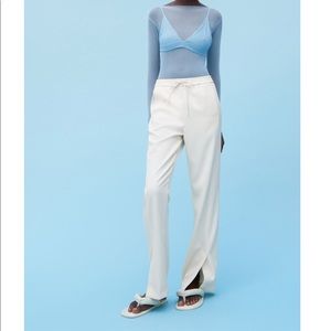 Zara full length wide leg trousers with split hem size M, worn once!!